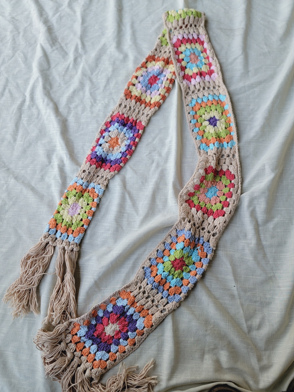 Tricia Fix Multicolor Crochet Granny Square Tote w/scarf Set Sample NO TAGS - Picture 8 of 13